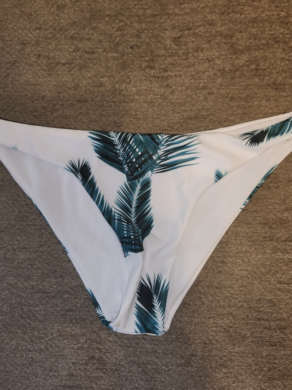 Zaful White and Teal Tropical Print Bikini Bottoms